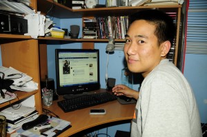 Concerned students like Ivan Mejia are using Facebook to reach family members in south-east Asia's flood-ridden Philippines.   Photo by Juan Antonio Sison