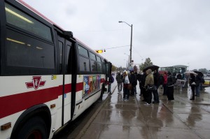 Weathering a downpour is not the only thing students may have to deal with if there is a hike in TTC fares.   Photo by Kyle Gennings