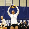 PHOTO COURTESY OF HUMBER ATHLETICS // Hawks setter Nina Carino positions the ball for a spike against the Mohawk Mountaineers last week.