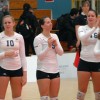 The loss left-side and middle outside hitters Rebecca Sobie (15) and Michelle Overzet (16) will be hard for Hawks. PHOTO BY