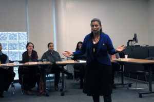 Elder Shelley Charles contributes to the discussion at the Aboriginal Awareness Workshop, Nov. 26. PHOTO ALBERT WILLIAMS.