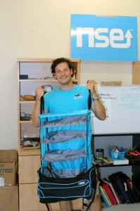 Humber graduate, Lee Renshaw, shows-off his award-winning travel bag design. COURTESY LEE RENSHAW.