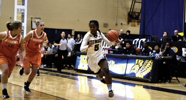 Aleena Domingo drives to the basket for a lay up against the Mohawk Mountaineers on Jan. 16.