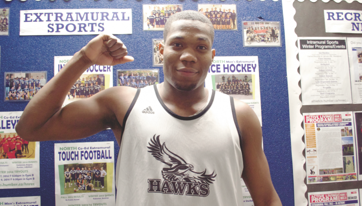 Tyrone Dickson is back with the Humber Hawks after a semester of ineligibility. (Willy Phan)