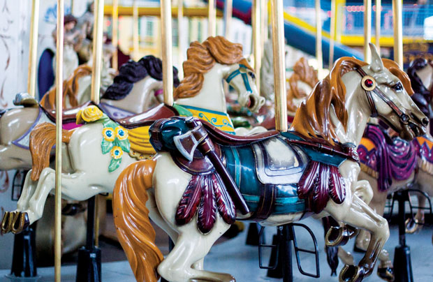 Charles I.D. Loof installed his first carousel at Coney Island, New York. Today only 13 of his carousels remain in operation including the one at Woodbine Mall Fantasy Fair. Photo by