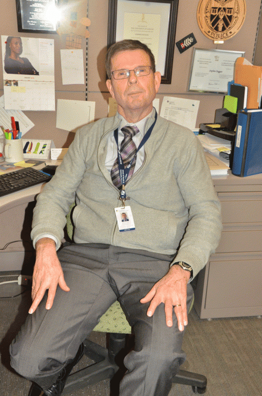 Police Foundations program co-ordinator Stephen Duggan incorporates communication and articulation into his students’ daily training. (Photo by Veronica Appia)
