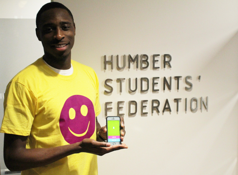 Dylan Rudder, VP of Student Life at the Lakeshore Campus, is one of the people behind the HSF Snapchat accounts. Photo by Ryan Durgy