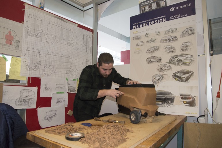 Jack Morris works on designing an electrical car that will fit into the footprint of an F-150