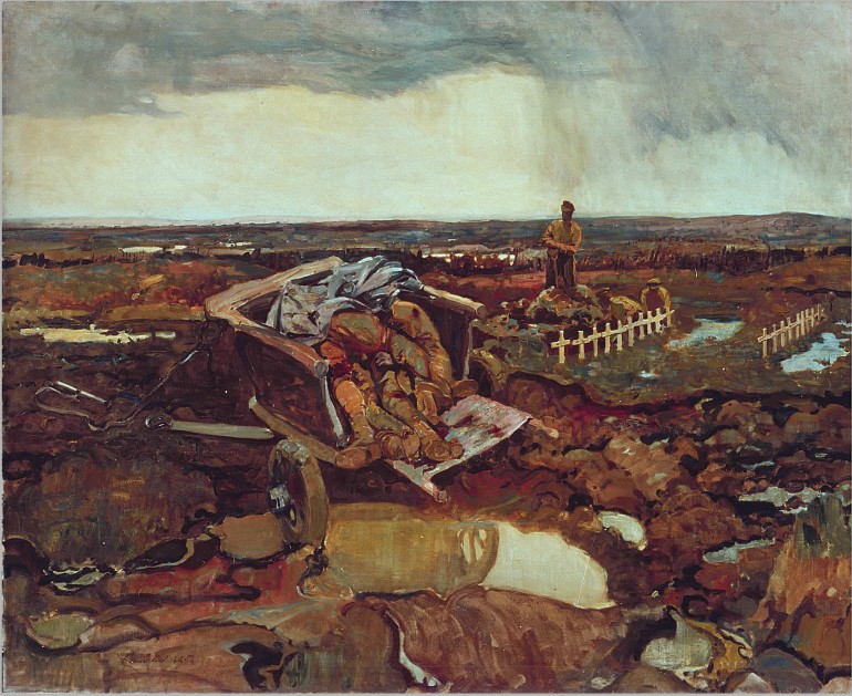 Group of Seven paint Frederick Varley's "For What" conveys the unseen horrors of World War I combat. (Wikimedia Commons)